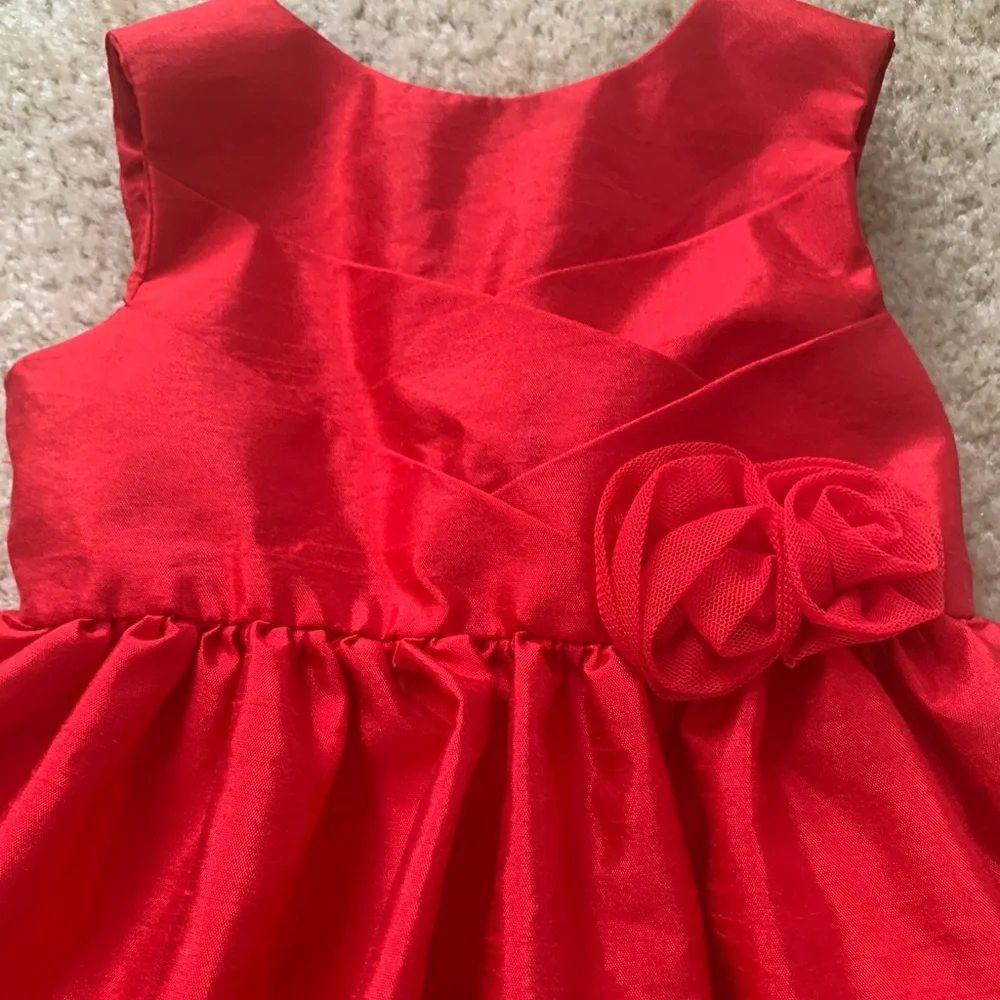 Carter’s Red Taffeta And Crinoline Formal Flower Girl Dress Size 9 mos